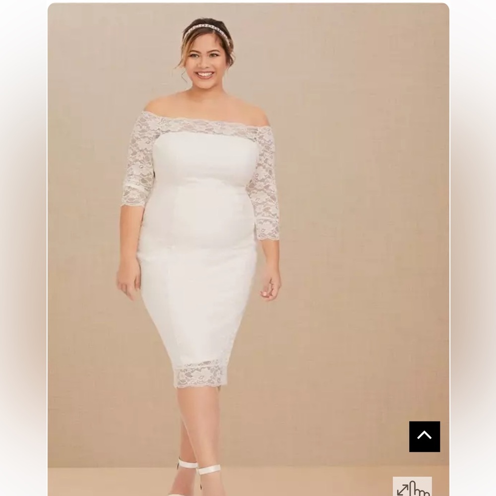 Torrid Ivory Lace Off‑Shoulder Bodycon Dress NWT |Bridal